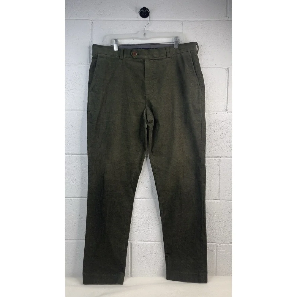 Brooks Brothers Chino Pants Mens 36x32 Green Milano Corduroy Straight Leg Cotton